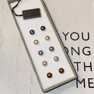 Honora Genuine Pearl Earrings - Sterling Silver - 5 pair